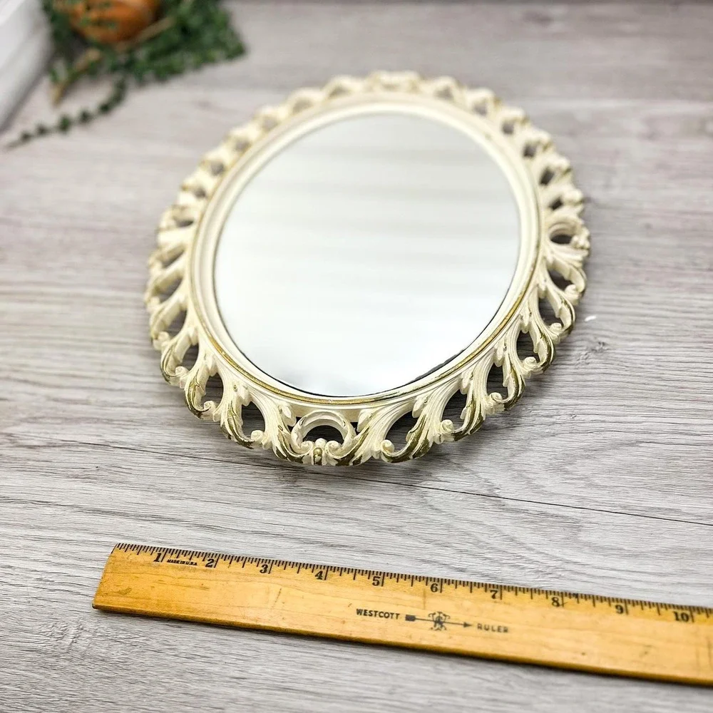 Ornate‎ Gold & White Mirror: Vintage Easel Tabletop Display